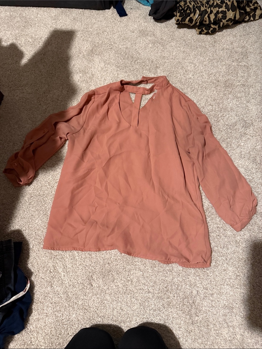 Active USA Mauve Split-Neck Long Sleeve Tunic